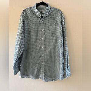 L.L. Bean Blue, Green and White Checkered Button Down Shirt